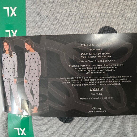 Disney Mickey Mouse Gray Cozy 2 piece Pajama Set Size XL - Picture 5 of 5